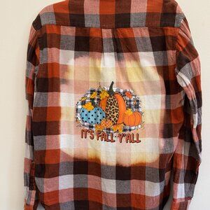 Field & Stream Flannel - Upcycled Fall Pumpkin Transfer